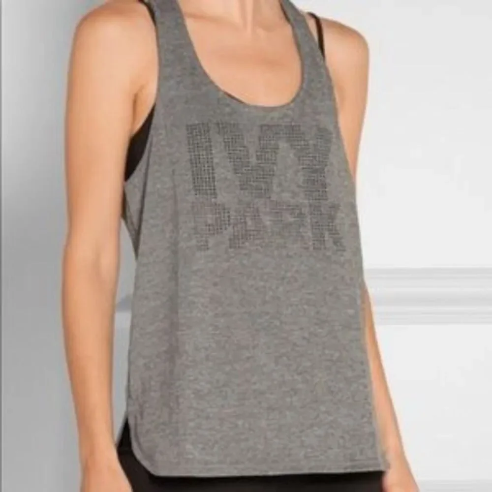 Ivy Park Laser Cut Logo Racerback Tank Top Heather Gray Womens Medium M Workout